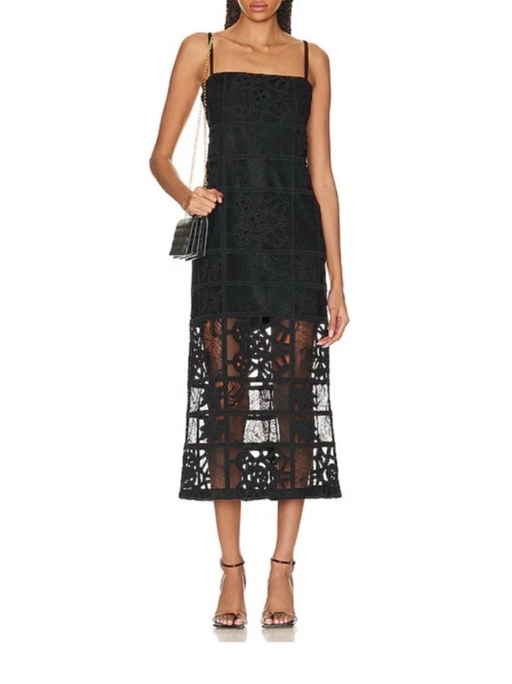 Alexis Black Lace Overlay Midi Dress- Like New